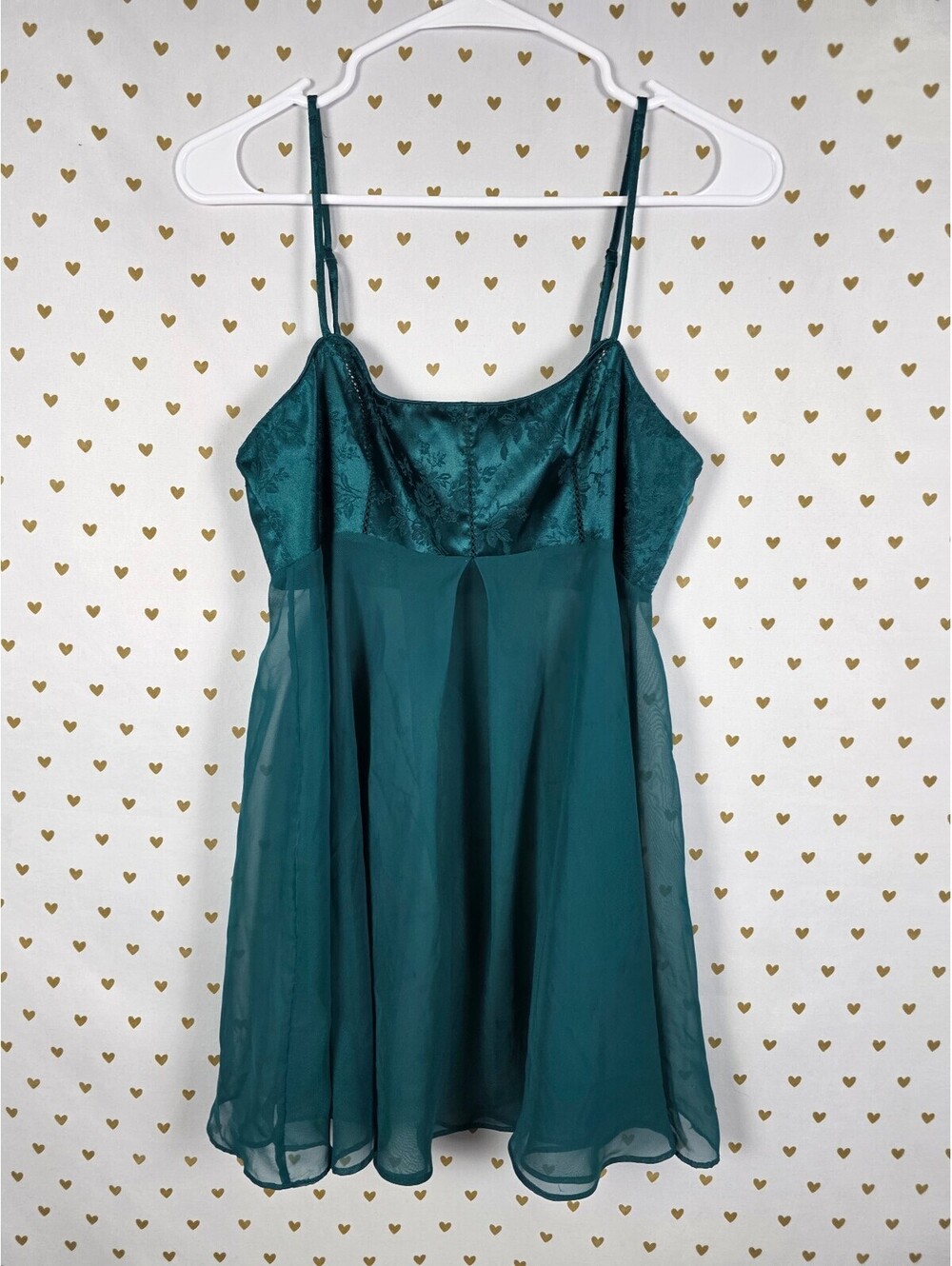 Victorias Secret Vintage Heart Label Emerald Sheer Babydoll Nightie Lingerie XS